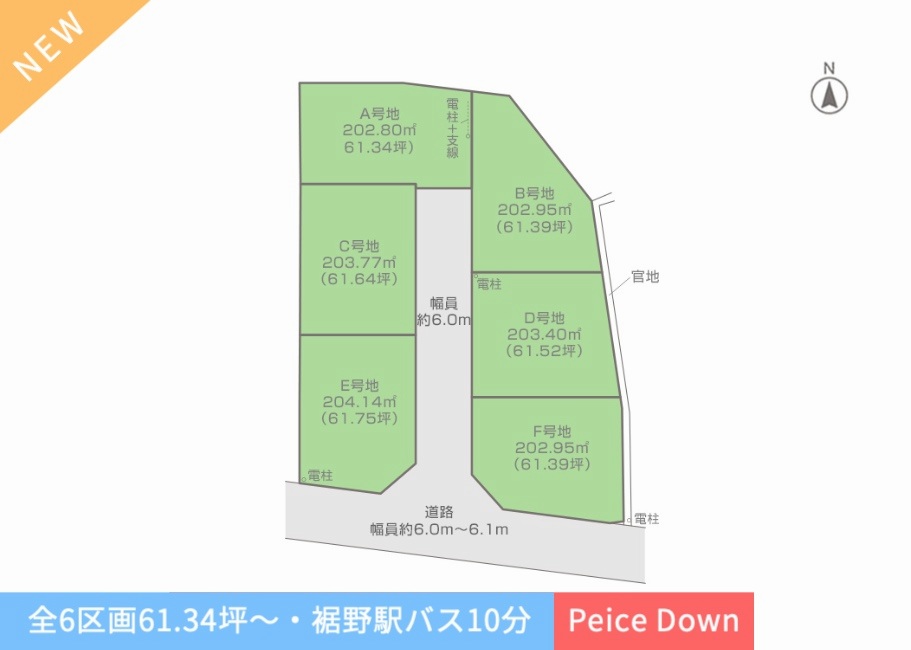 分譲地・ 静岡県裾野市深良全6区画・202.80㎡（61.34坪）〜